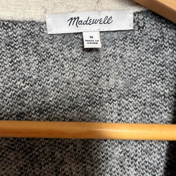 Madewell Ryder Open Cardigan Sweater in Birds Eye Windowpane Alpaca Blend Sz M - Picture 5 of 6